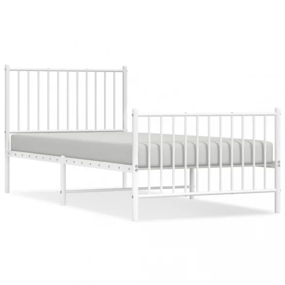 fehér fém ágykeret fej- és lábtámlával 90x200 cm