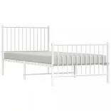 fehér fém ágykeret fej- és lábtámlával 90x200 cm