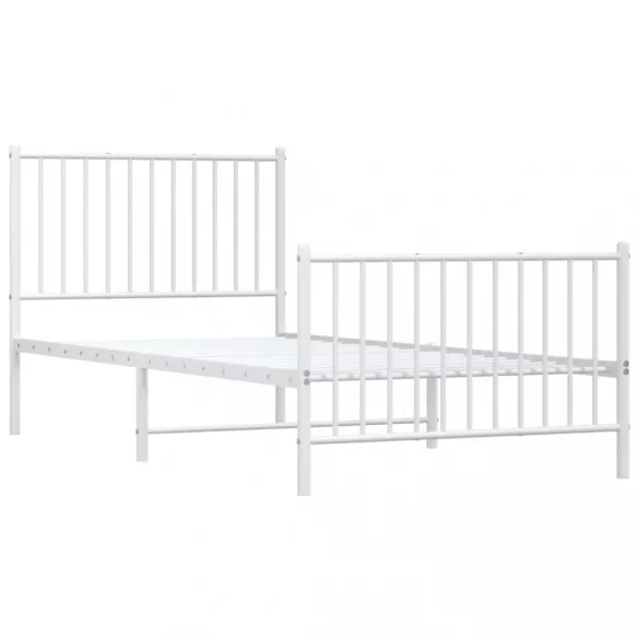 fehér fém ágykeret fej- és lábtámlával 90x200 cm