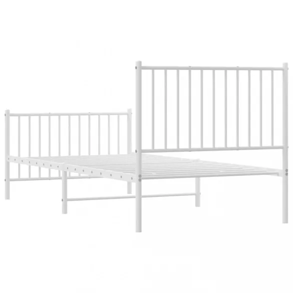 fehér fém ágykeret fej- és lábtámlával 90x200 cm