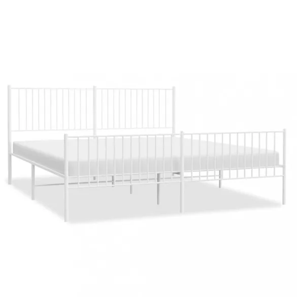 fehér fém ágykeret fej- és lábtámlával 193 x 203 cm