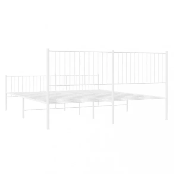 fehér fém ágykeret fej- és lábtámlával 193 x 203 cm