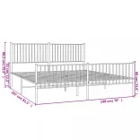 fehér fém ágykeret fej- és lábtámlával 193 x 203 cm