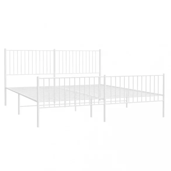 fehér fém ágykeret fej- és lábtámlával 200x200 cm