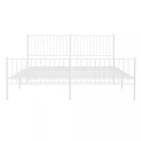 fehér fém ágykeret fej- és lábtámlával 200x200 cm
