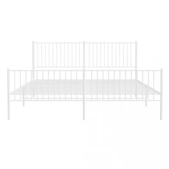 fehér fém ágykeret fej- és lábtámlával 200x200 cm