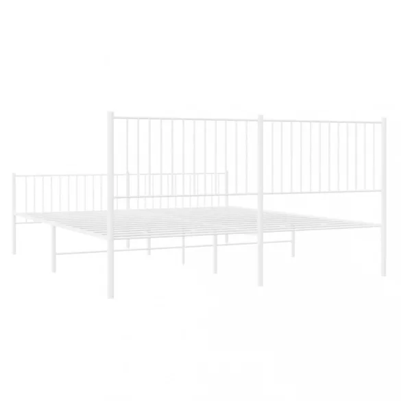 fehér fém ágykeret fej- és lábtámlával 200x200 cm