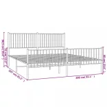 fehér fém ágykeret fej- és lábtámlával 200x200 cm