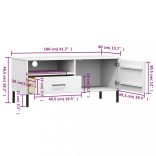 OSLO fehér tömör fenyőfa TV-szekrény fém lábakkal