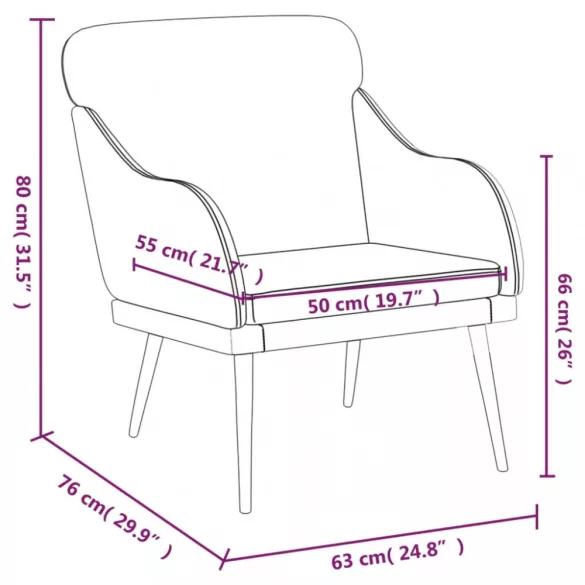 fekete műbőr fotel 63 x 76 x 80 cm