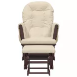 krémfehér szövet siklófotel zsámollyal