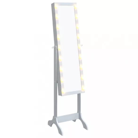 fehér szabadon álló tükör LED-del 34 x 37 x 146 cm