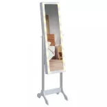 fehér szabadon álló tükör LED-del 34 x 37 x 146 cm