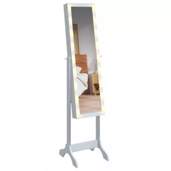 fehér szabadon álló tükör LED-del 34 x 37 x 146 cm