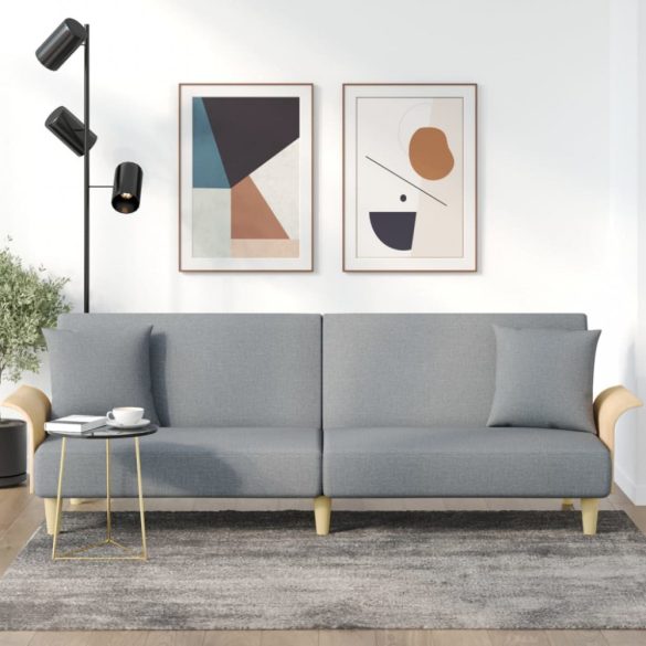 világosszürke szövet kanapéágy karfával