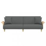 sötétszürke szövet kanapéágy karfával