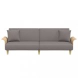 tópszínű szövet kanapéágy karfával