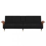 fekete bársony kanapéágy pohártartókkal