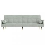 világosszürke bársony kanapéágy párnákkal