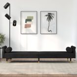 fekete bársony kanapéágy párnákkal