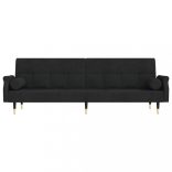 fekete bársony kanapéágy párnákkal