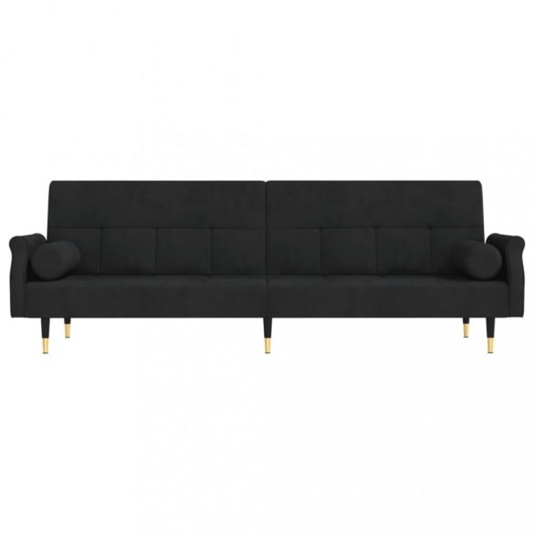 fekete bársony kanapéágy párnákkal