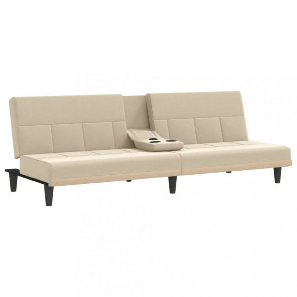 krémszínű szövet kanapéágy pohártartókkal