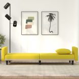 világossárga szövet kanapéágy párnákkal