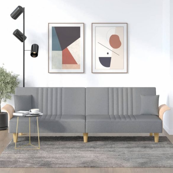 világosszürke szövet kanapéágy karfával