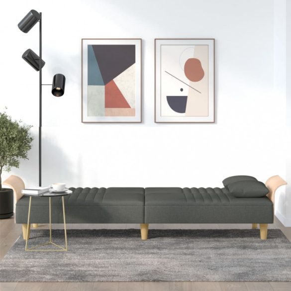 sötétszürke szövet kanapéágy karfákkal