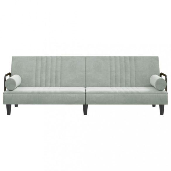 világosszürke bársony kanapéágy karfákkal