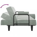 világosszürke bársony kanapéágy karfákkal