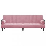 rózsaszín bársony kanapéágy karfákkal