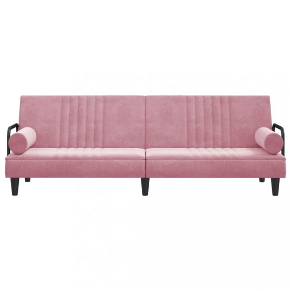 rózsaszín bársony kanapéágy karfákkal