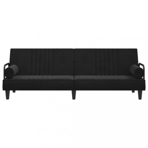 fekete szövet kanapéágy karfákkal