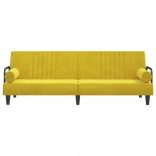 sárga szövet kanapéágy karfákkal