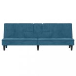 kék bársony kanapéágy pohártartókkal