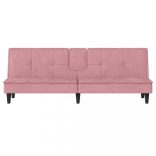 rózsaszín bársony kanapéágy pohártartókkal