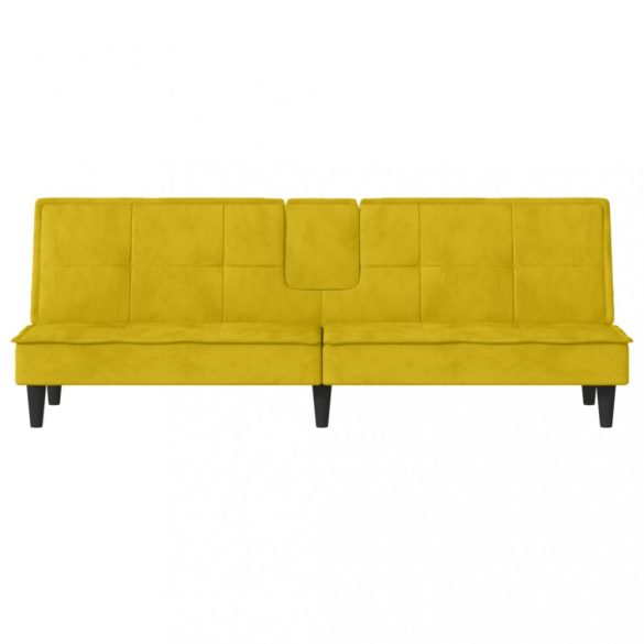 sárga bársony kanapéágy pohártartókkal