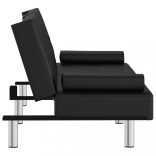 fekete műbőr kanapéágy pohártartókkal