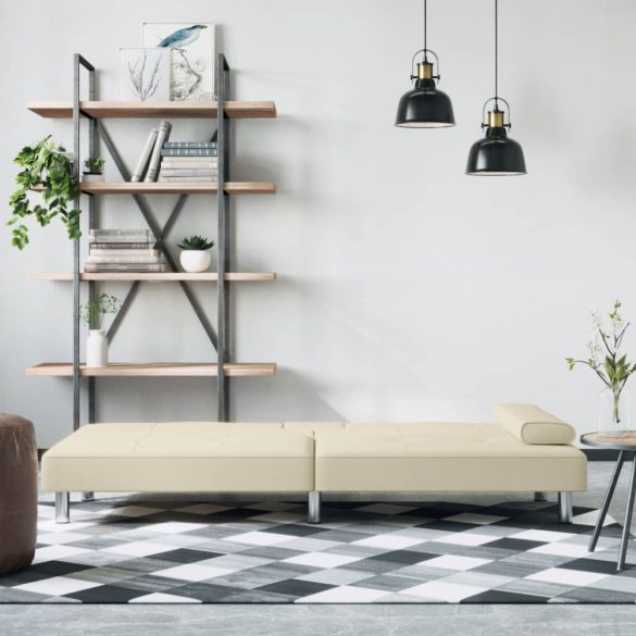 krémszínű műbőr kanapéágy pohártartókkal