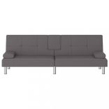 szürke műbőr kanapéágy pohártartókkal