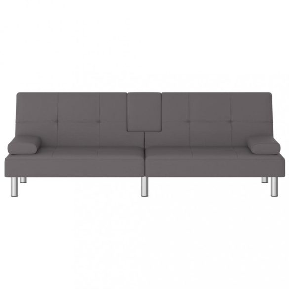 szürke műbőr kanapéágy pohártartókkal