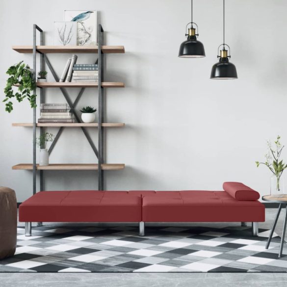 bordó műbőr kanapéágy pohártartókkal