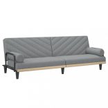 világosszürke szövet kanapéágy karfával