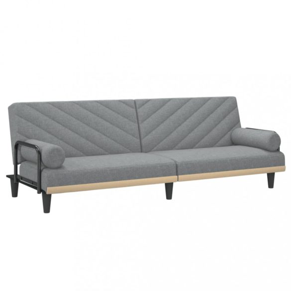 világosszürke szövet kanapéágy karfával