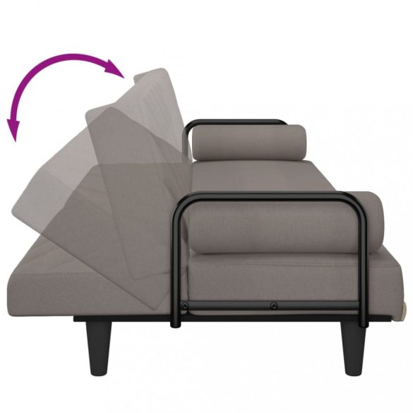 tópszínű szövet kanapéágy karfákkal