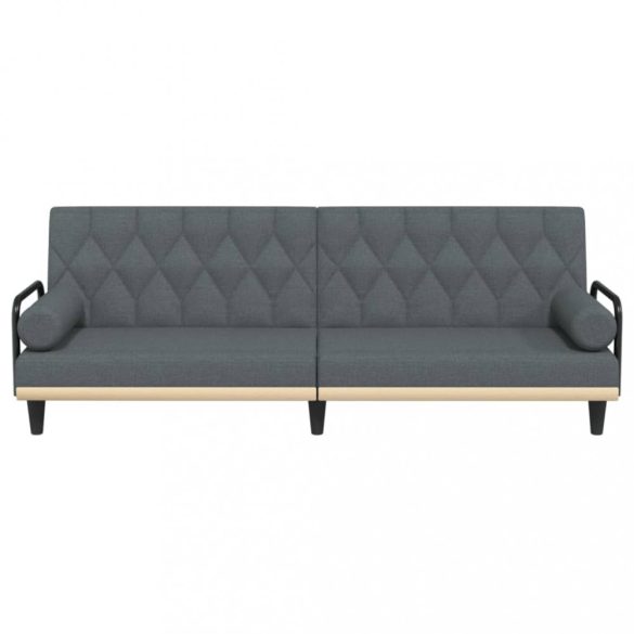 sötétszürke szövet kanapéágy karfákkal