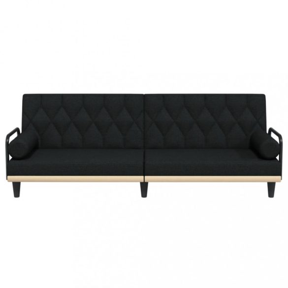 fekete szövet kanapéágy karfákkal