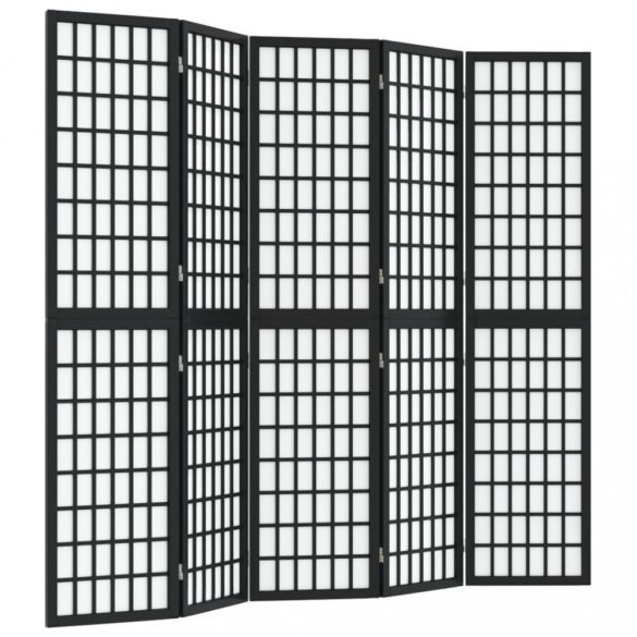 5 paneles fekete japán stílusú összecsukható paraván 200x170 cm